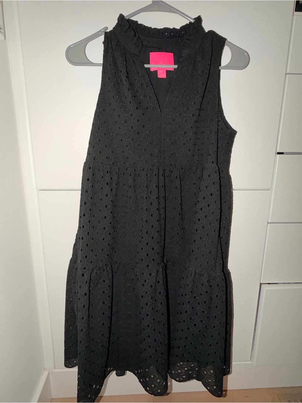 Lilly Pulitzer Black Eyelet Ruffle Collar Mini Dress